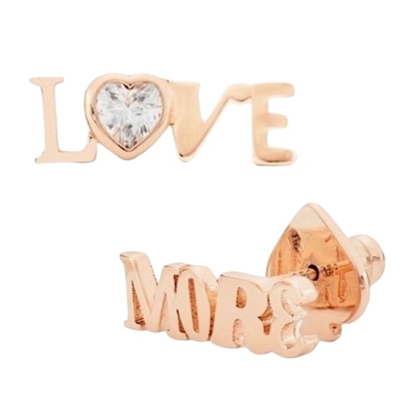 KATE SPADE • Rose Gold Spell It Out More Love Earrings - Picture 1 of 6